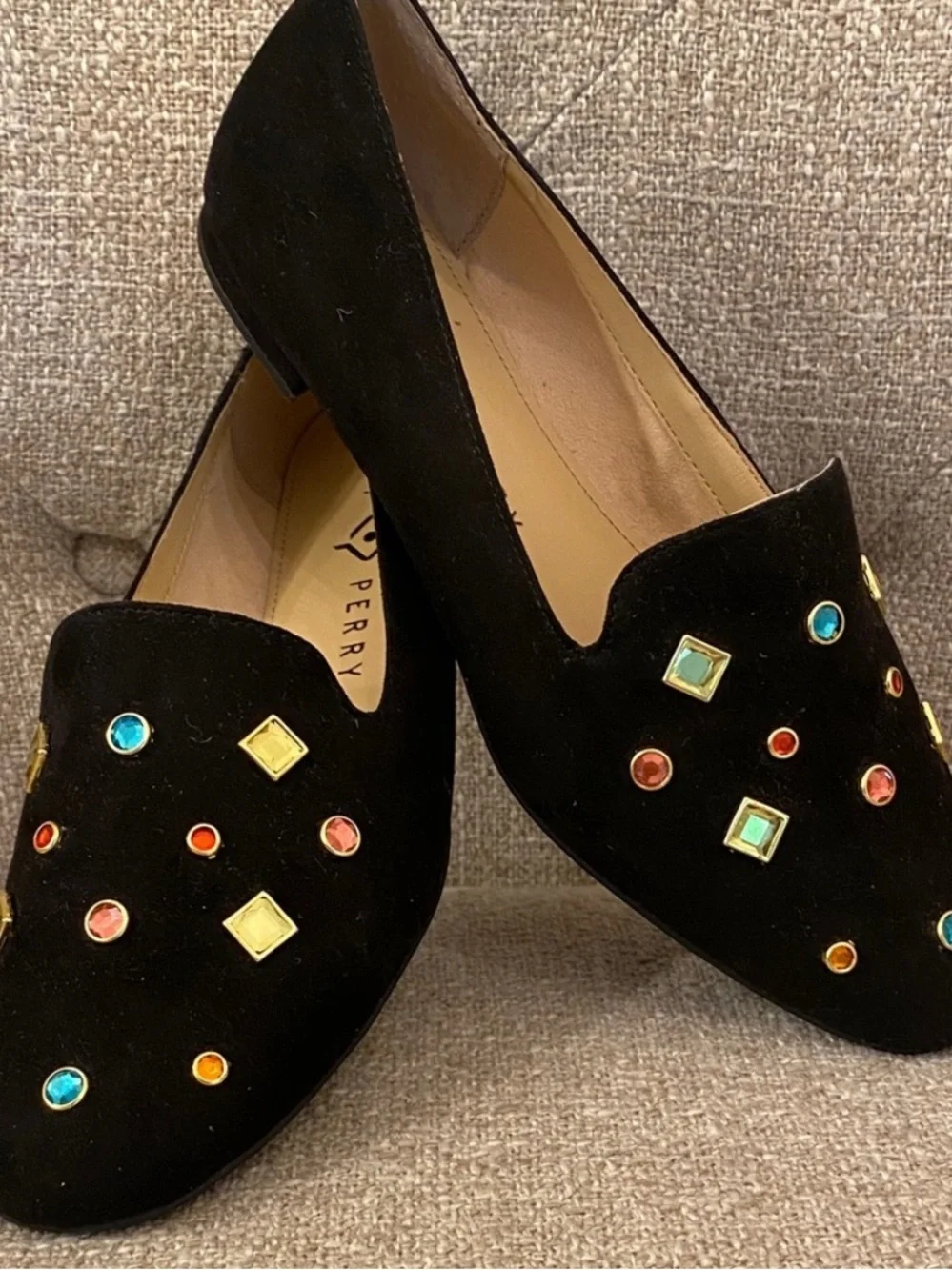 Beautiful Black Embellished Slip-On Loafers for Women. Love These Never Worn